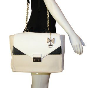 Guess Satchel Handbag Purse Beige Black White